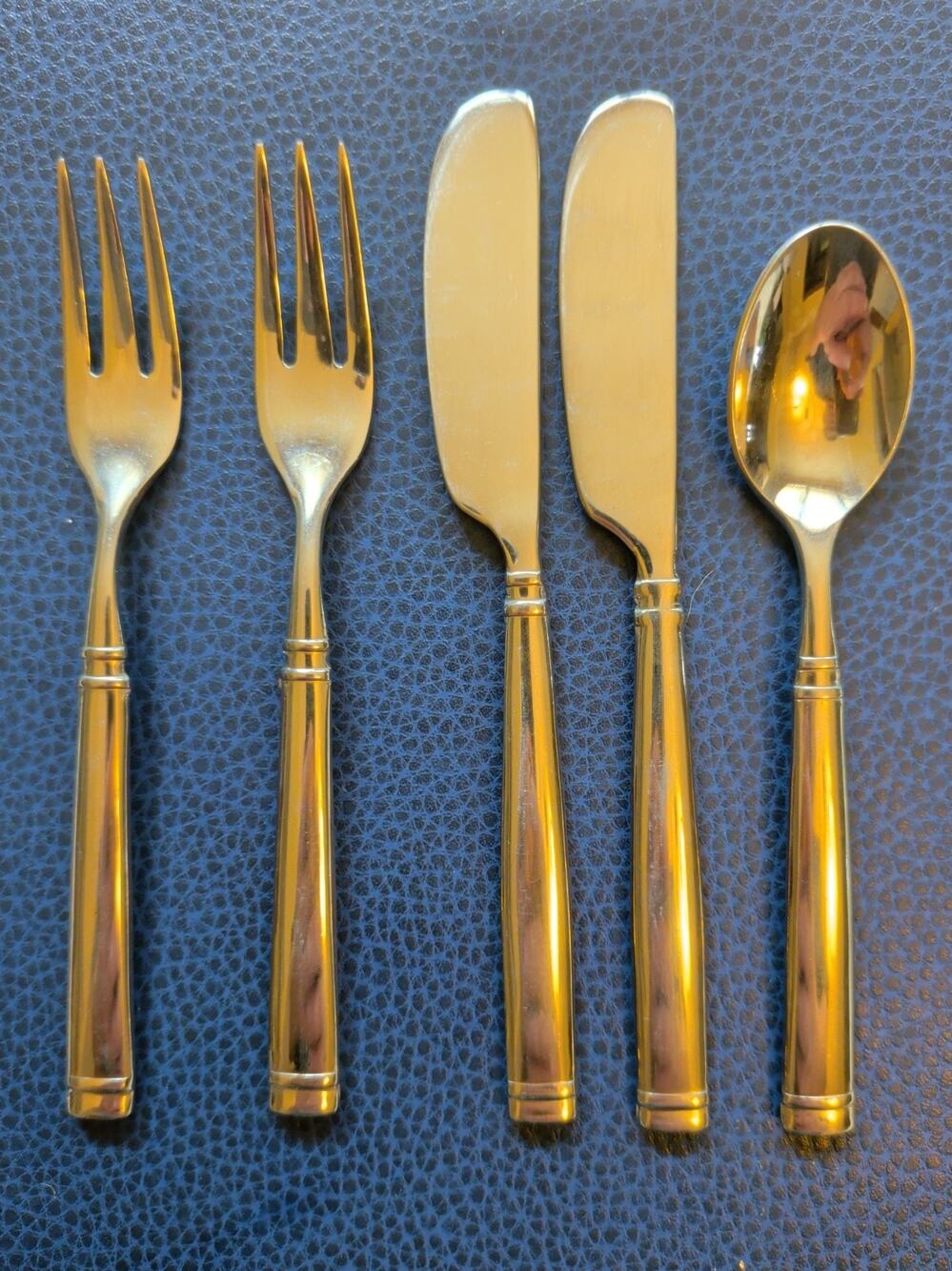 Ginkgo Naples 18/10 Stainless Appetizer Set Cocktail Forks Spreaders Spoon 5pc
